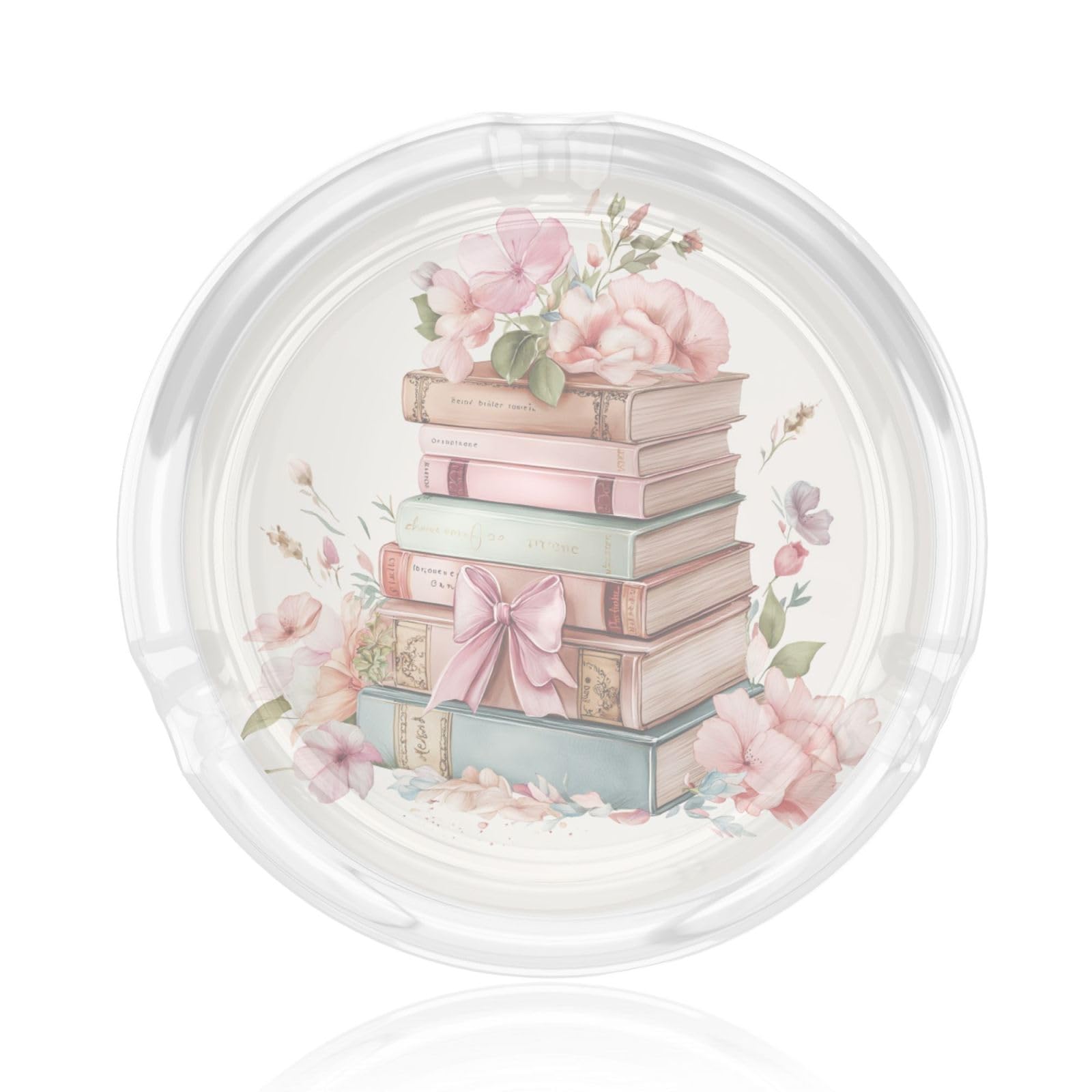 Watercolor Books Aesthetic Pastel Girly Colors Glass Ashtray For Cigarettes Ash Trays Case For Home Office Decor