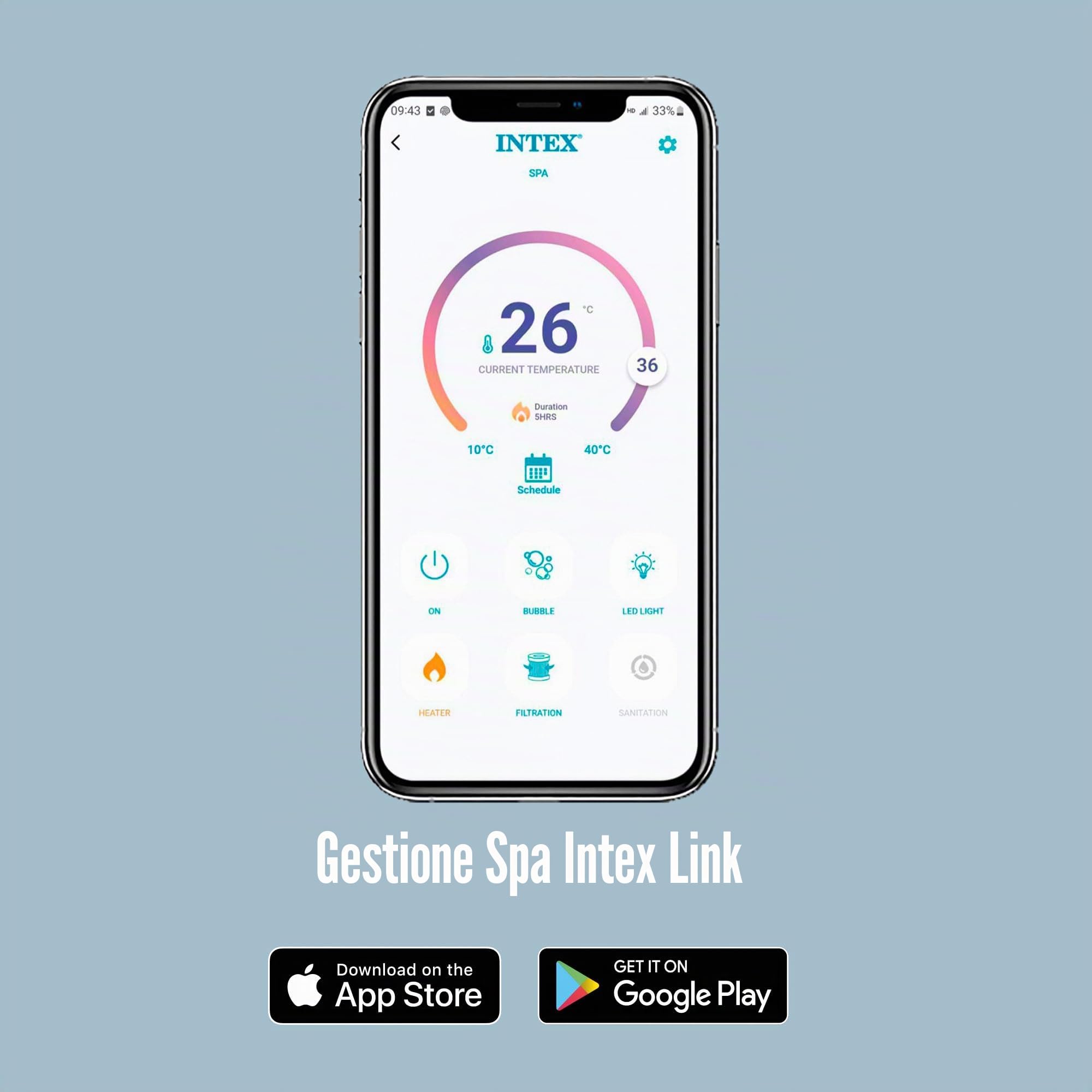 INTEX PureSpa Greywood Deluxe Whirlpool gonfiabile per 6 persone, 1098 l (216 x 71 cm), 170 getti massaggianti, sistema di riscaldamento da 2200 W, controllo app, sistema di addolcimento dell'acqua e
