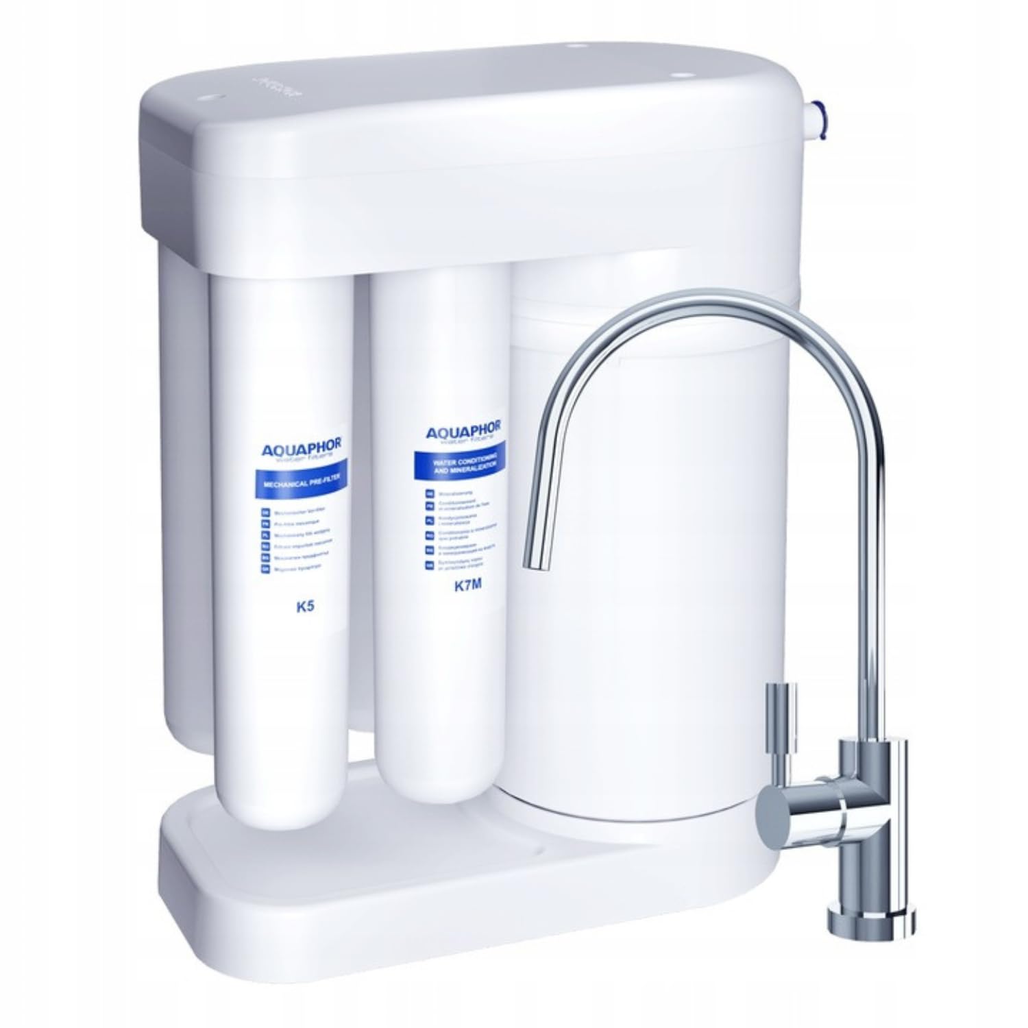 Aquaphor Morion 101S RO Sistema De Osmosis Inversa Filtro De Agua Bajo Fregadero Con Tanque 5L Integrado Purificador De Agua Contra Cal Bacterias Y Virus Incluye Mineralizador Y Grifo Blanco
