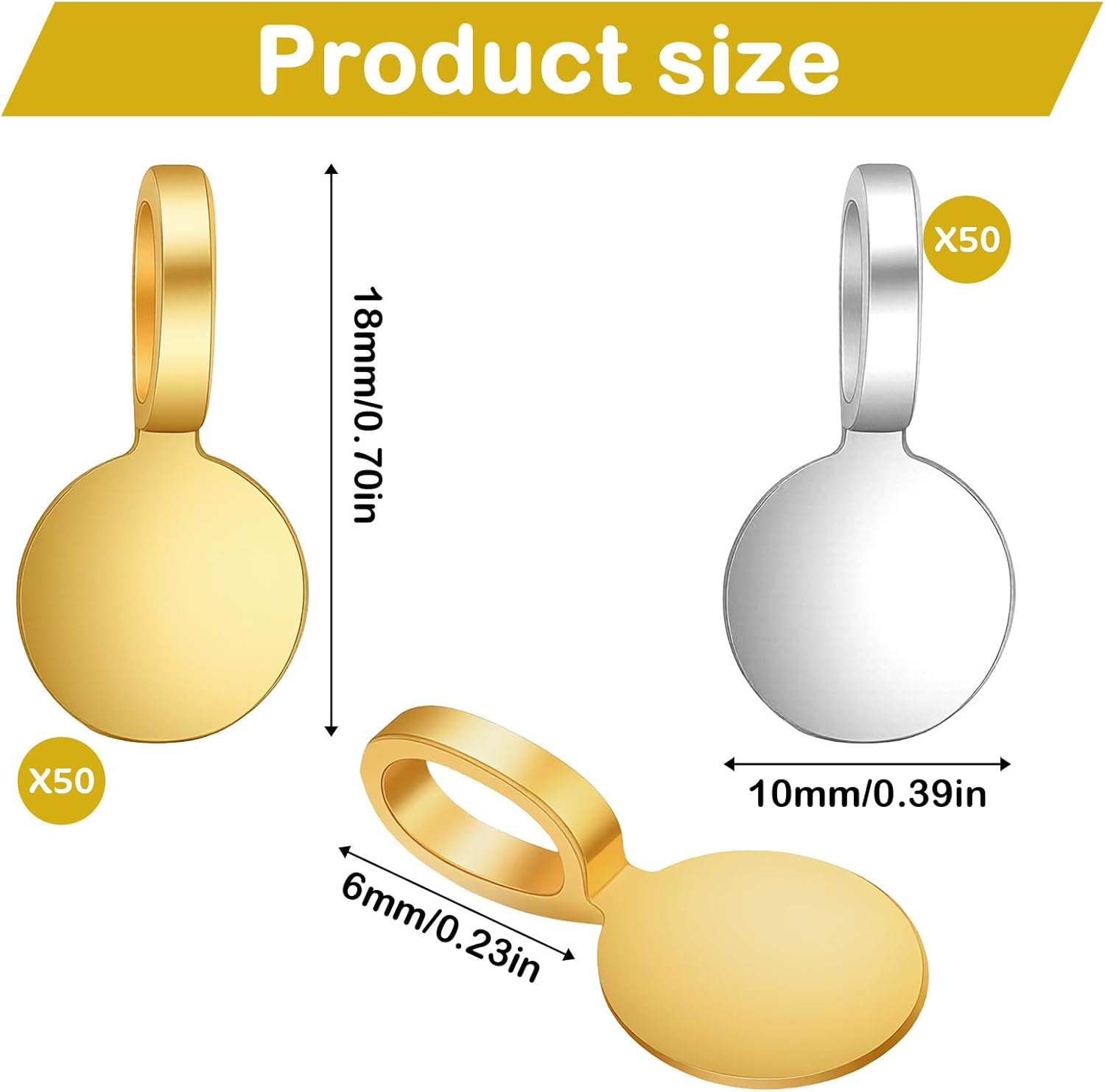 100 PCS Bails for Jewelry Making Jewelry Bails for Pendants Glue on Bail Pendants Flat Pad Bail for Necklace Bracelet Making Golden Silver - Image 2