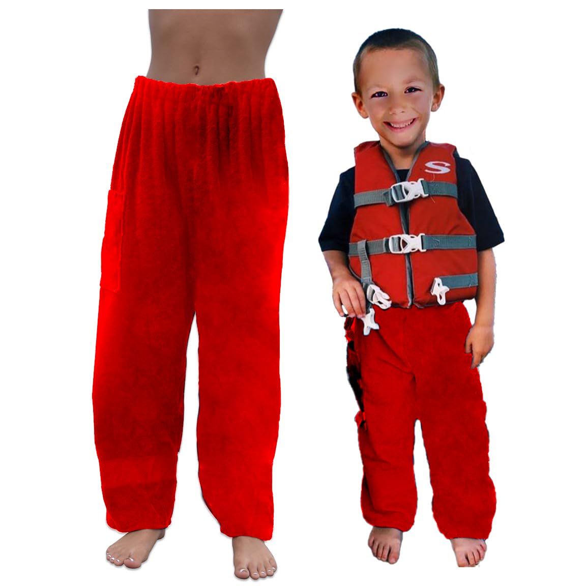 Paradise Towelwear Towel Pants for Swimmers – RED - Cotton Terry Towel Pants – Beach Coverup – Resort Wear – Swim wear