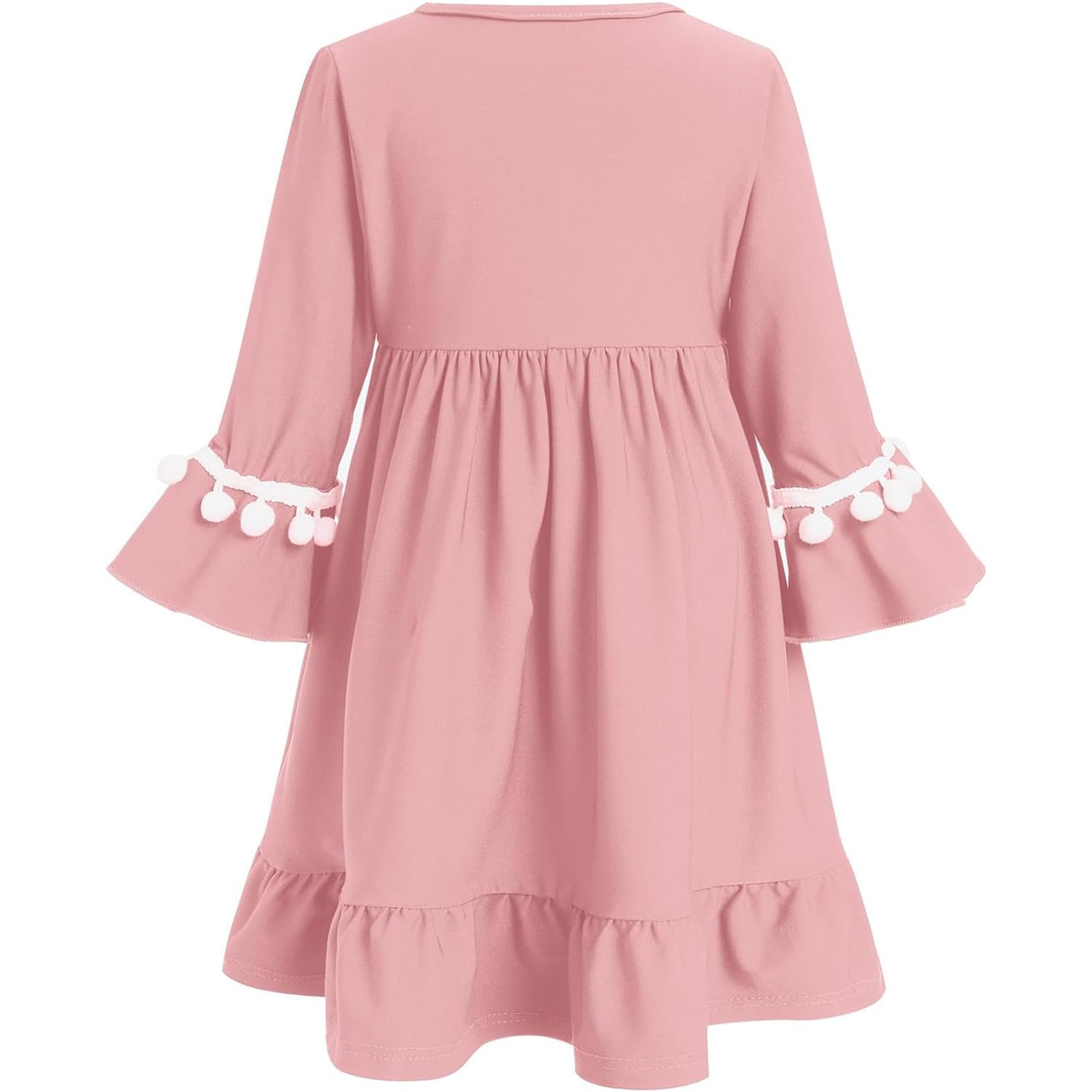 Gebet Kleid Langarm Muslimisches Kleid für Mädchen Gebetskleidung Burka Länge Robe mit Hijab Baby Kinder Ramadanrobe Rüsche Maxikleid Arabisch Islamische Robe Set mit Kleine Balldekor