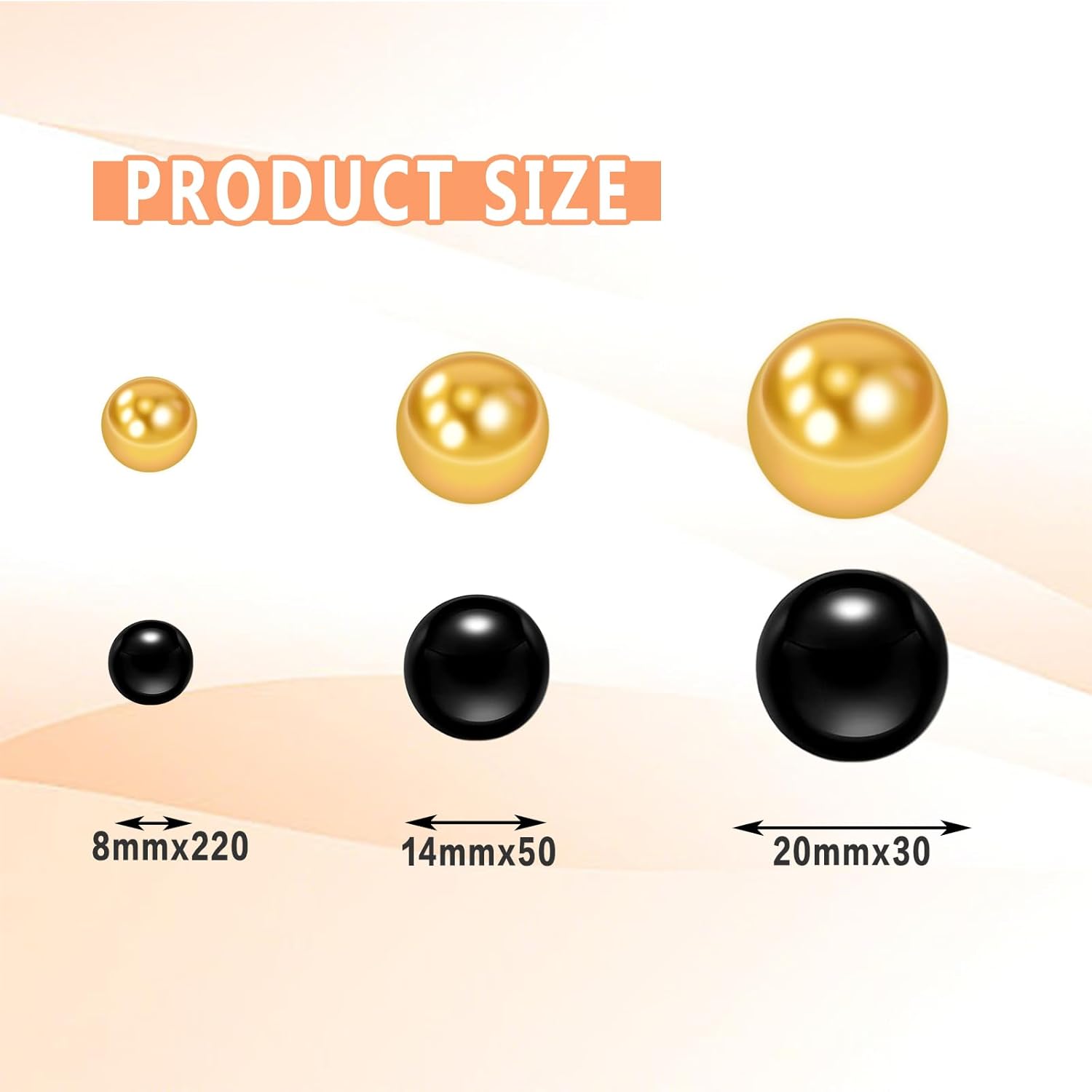 300Pcs Vase Filler Black and Golden Yellow No Hole Faux Pearl Beads for Vase Filling Decorations, Candle Centerpieces, Wedding Centerpieces, Home Party Decor (8/14/20mm) - Image 2