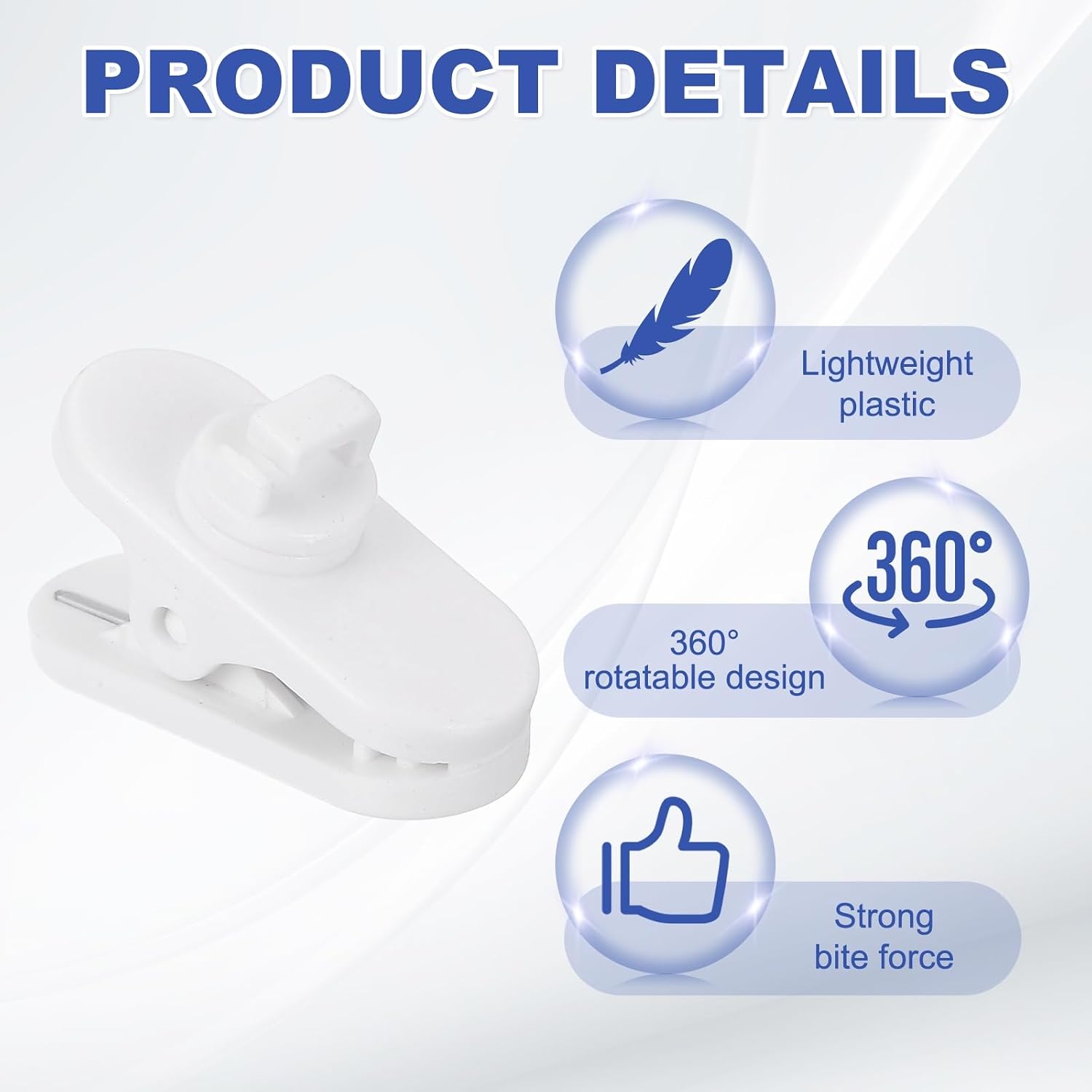 50PCS Clips for Earphone Wire 1.0x0.4x0.6 360°Rotating,White image 3