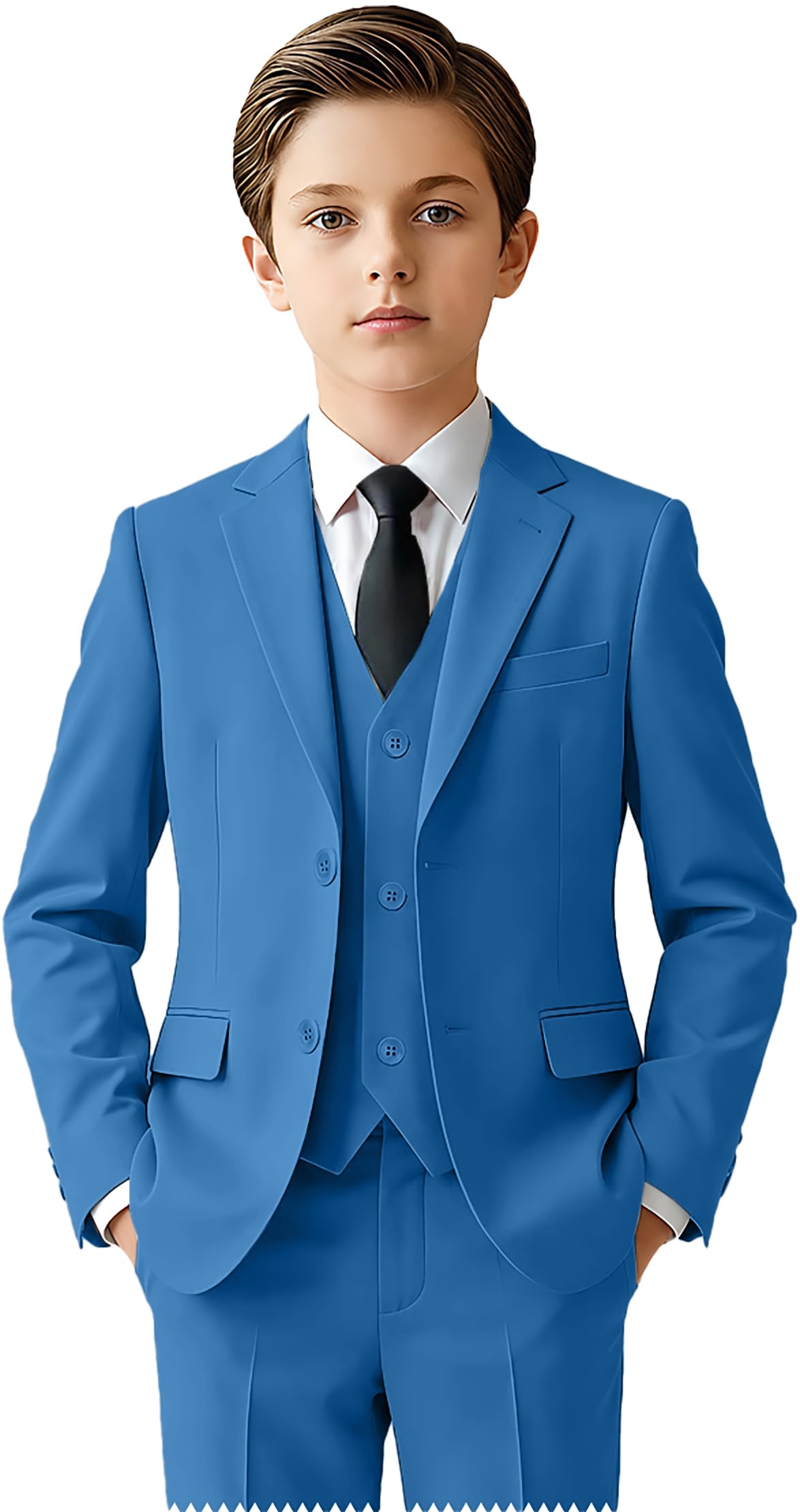 Boys Suits 5 Piece Slim Fit Suit for Kids Formal Ring Bearer Suits | Verstellbare Taille, elastischer Rücken, atmungsaktives Gewebe, knitterfrei, pflegeleicht, nicht juckend, weiches Futter