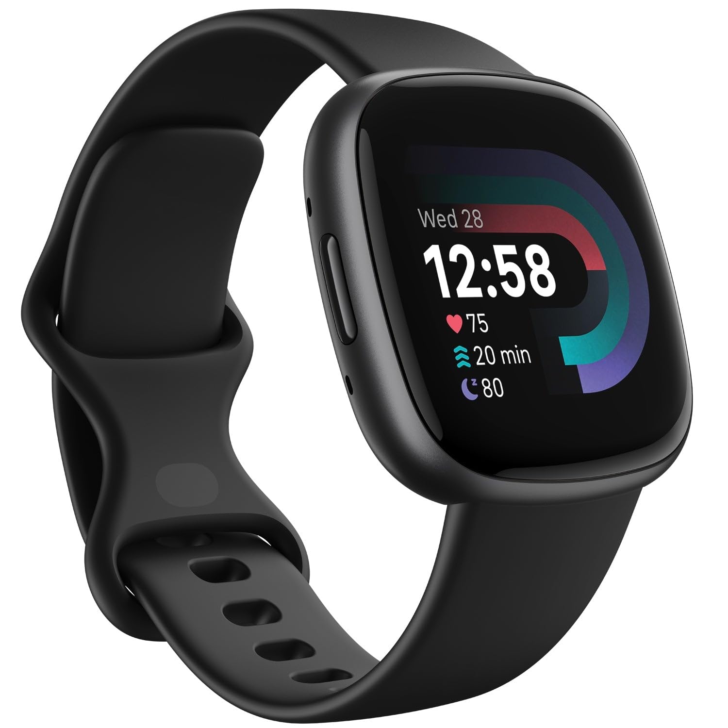 FitbitVersa 4 Fitness Smartwatch with built-in GPS and up to 6 days battery life - compatible with Android and iOS. - Black/Graphite
