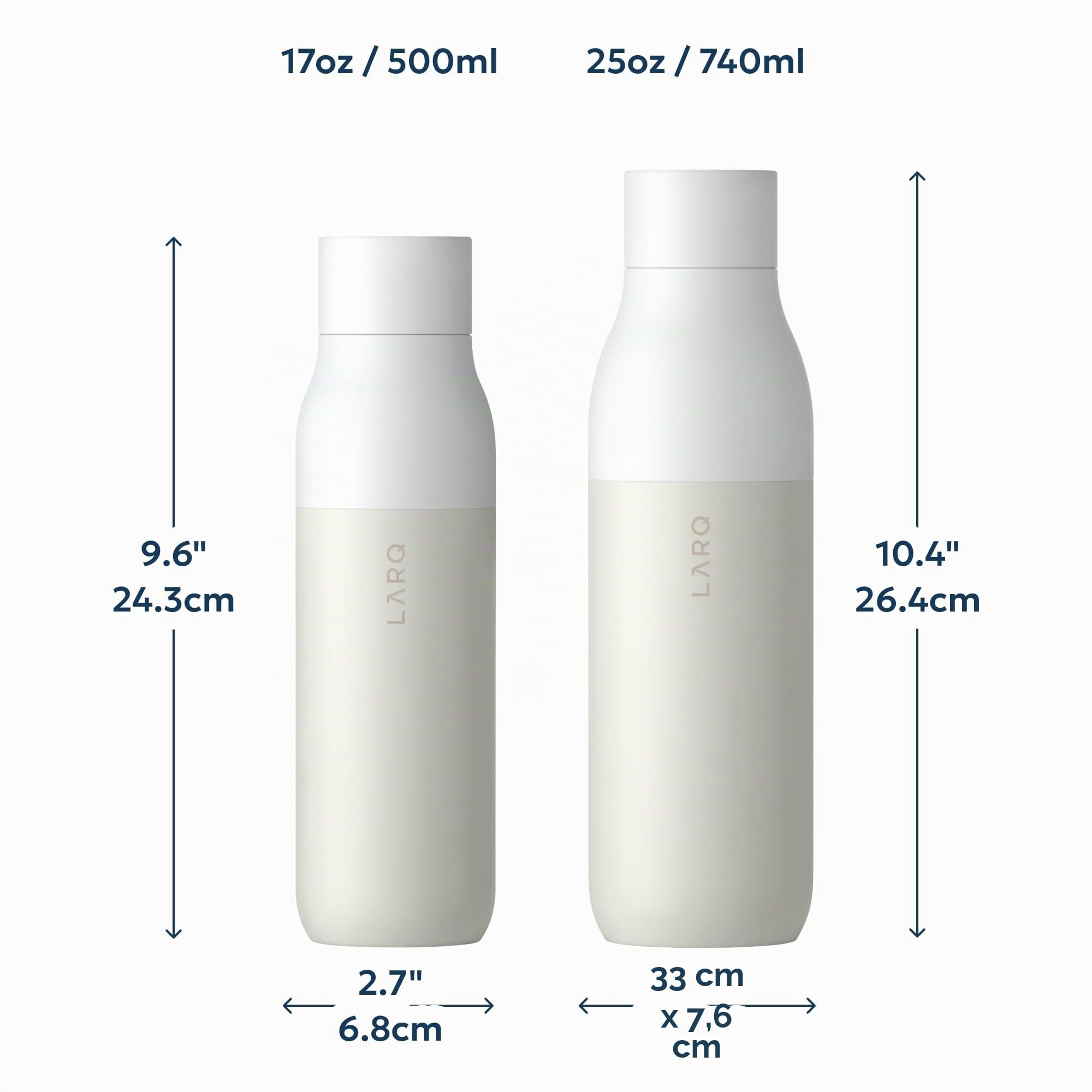 LARQ Twist Top - Botella de agua de acero inoxidable con aislamiento al vacío y diseño galardonado, termo, 740ml, Granite White