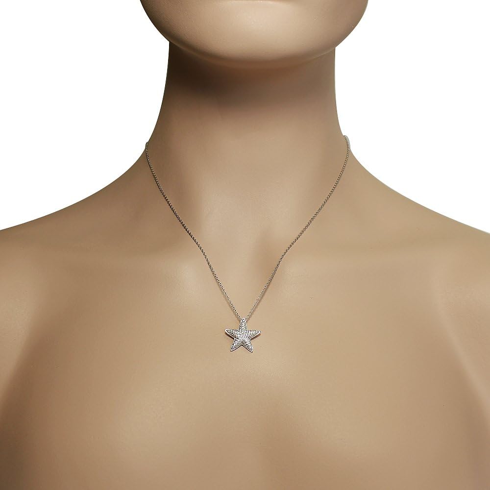 My Daily Styles 925 Sterling Silver White CZ Womens Starfish Pendant Necklace