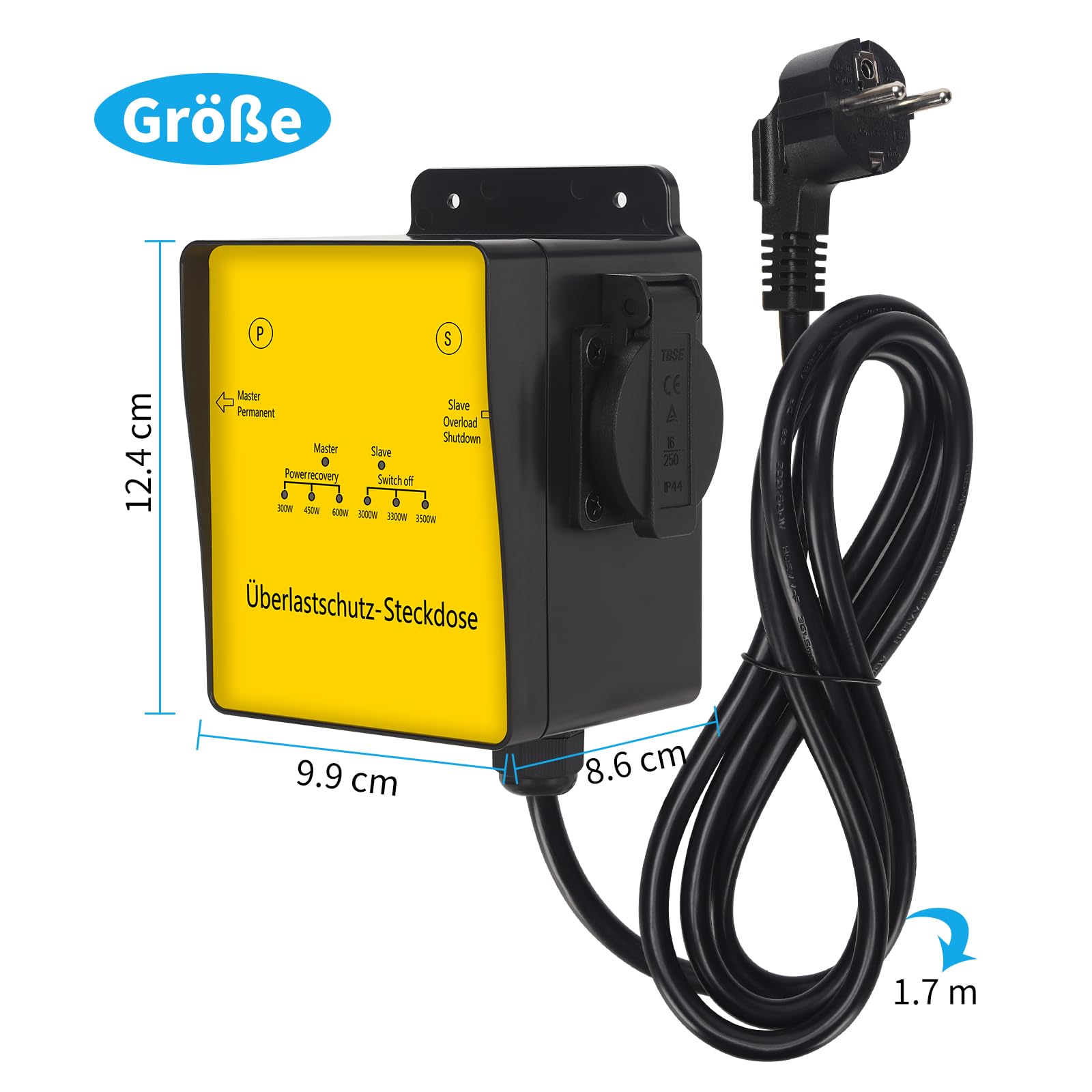 HAOC-01DE Regleta con Enchufes, Potencia Ajustable, Protección contra Sobrecarga y Recuperación Automática para Conectar Varios Dispositivos de Alto Rendimiento
