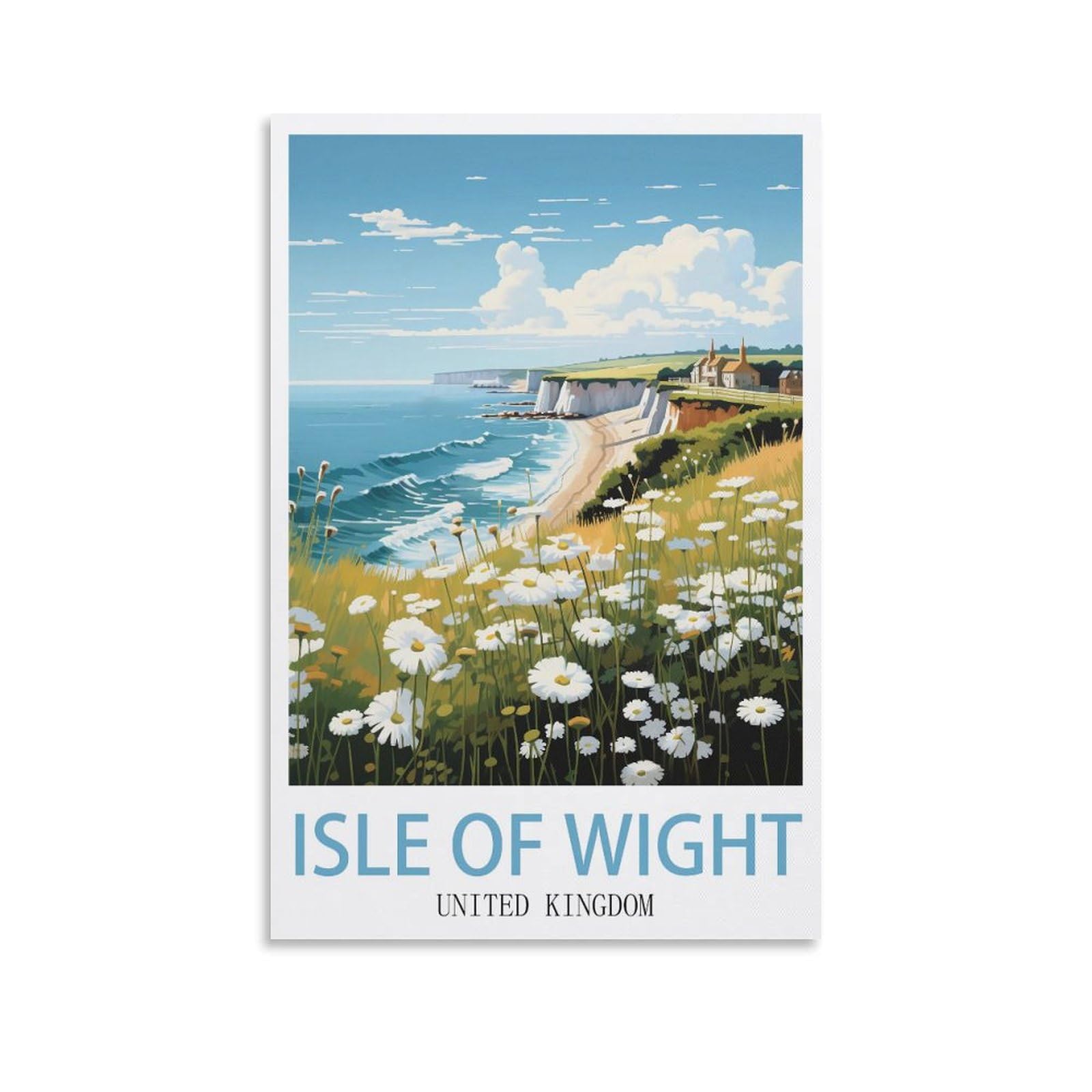 EZMLFA DIY Painting by Numbers Oil Painting Gift for Adults ChildrenοΌIsle of WightPosters Cliff Painting by Numbers Kits Living Room Bedroom Wall Decoration 50x60CM