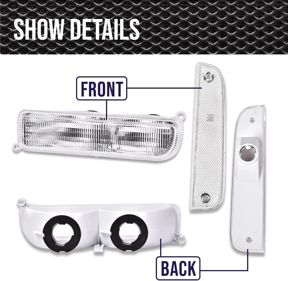 PIT66 Clear Bumper Turn Signal Combo and Corner Side Marker Lamps Set Compatible with Jeep Cherokee XJ Chassis 1997-2001 Driver & Passenger Side 4PCS