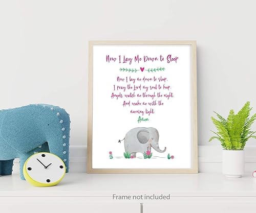 Miniatura 4 de Now I Lay Me Down To Sleep Wall Art Prints - Unframed 8x10 - Bible Verse Poster for Kids - Inspirational Sayings Christian Decor for Children -