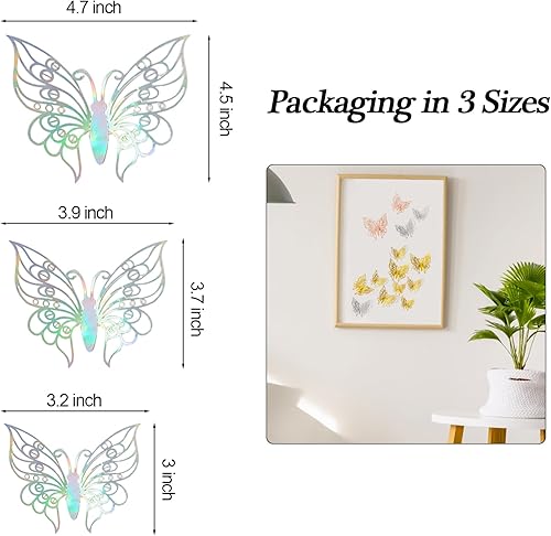 Miniatura 3 de Decoración de pared de mariposa 3D, 72 calcomanías extraíbles con calcomanías sin rastro, 3 tamaños, mural de habitación para guardería, aula,