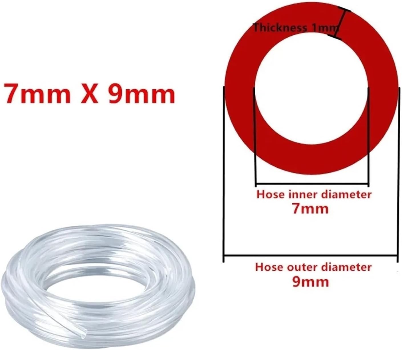 PVC Pipe Transparent Water Pipe Pipes Tube Hoses Aquarium Tubing Water Pump Hosing Garden Hose 3-16 Mm(8 Meters,7mm X 9mm)