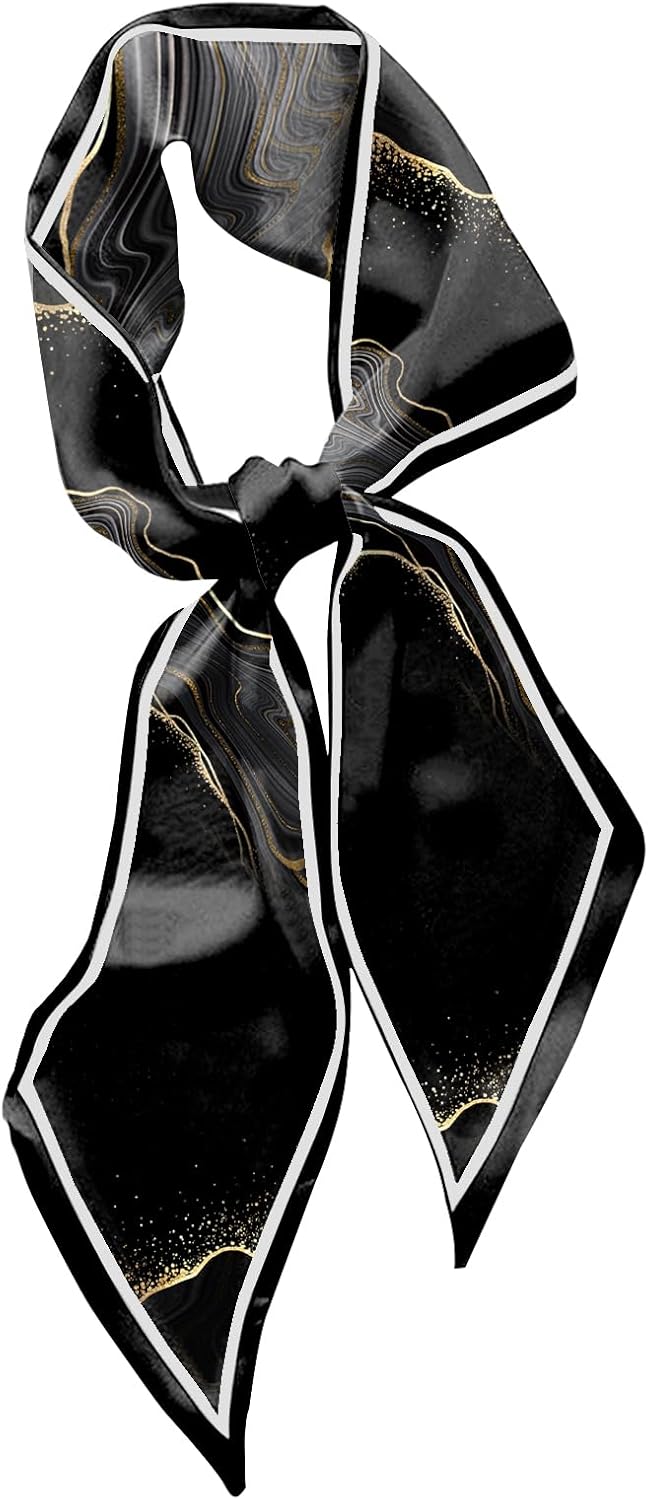 Hair Head Scarf Silk Feeling Long Satin Neck Satin Scarves for Handbag Cute Aesthetic Decoration Women Girls 59 * 6.7”