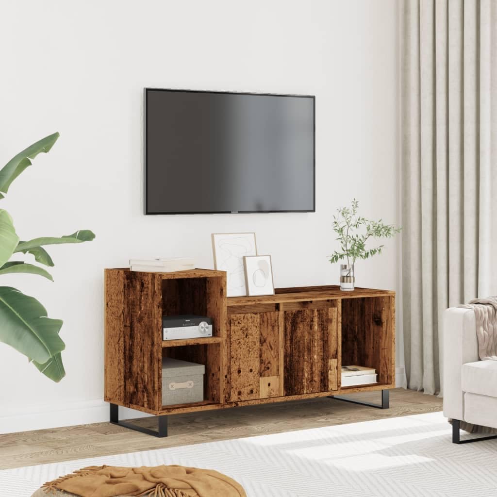 Vinta Drewniany stojak na telewizor, 100 x 35 x 55 cm, futro HiFi, rustykalna konsola TV, materiał drewniany, nowoczesny wystrój domu, Slish Entertainment Center, 100 x 35 x 55 cm