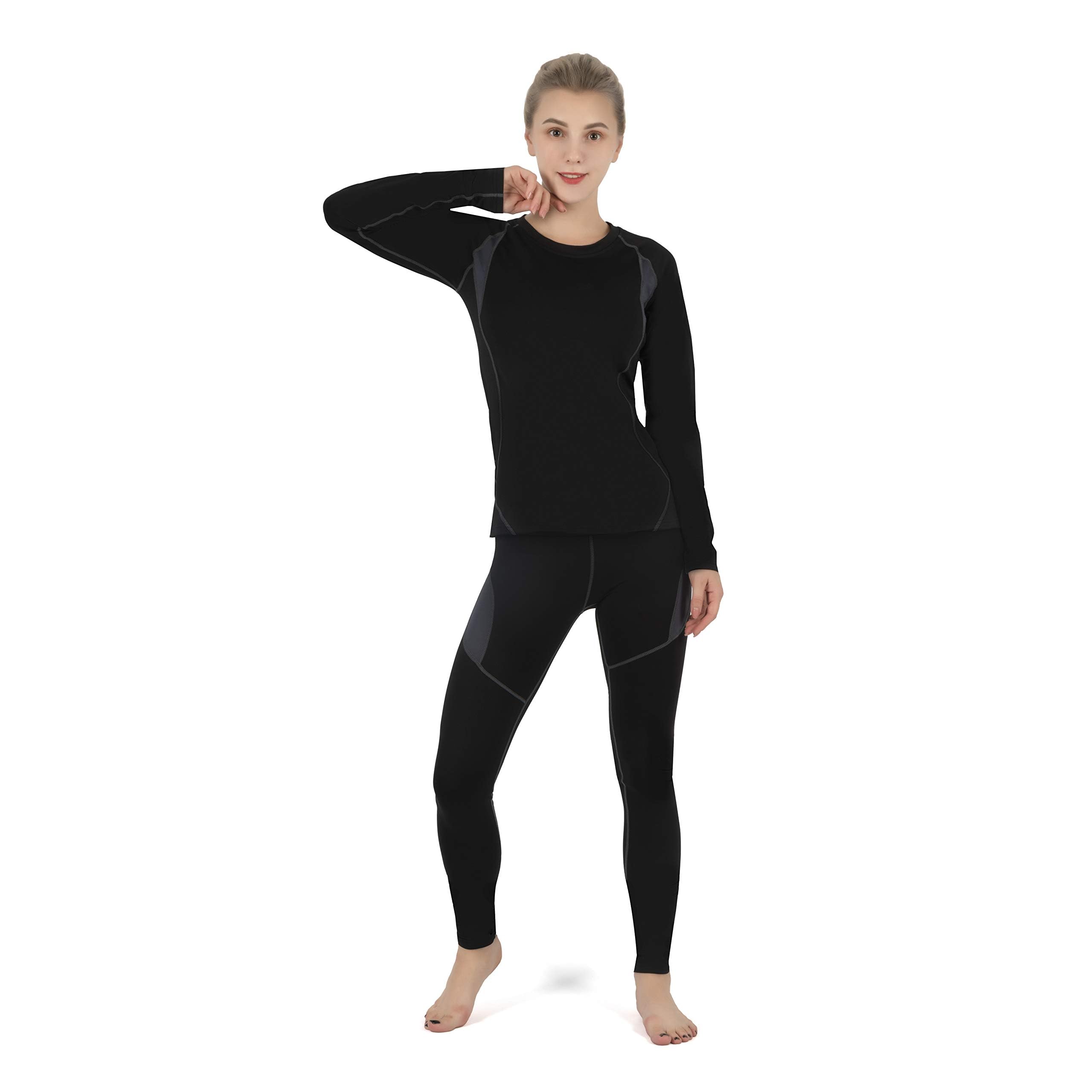 HAINES Ropa Termica Mujer Transpirable Conjunto Interior Termico para Esquí Running Fitness, Gr.36-44