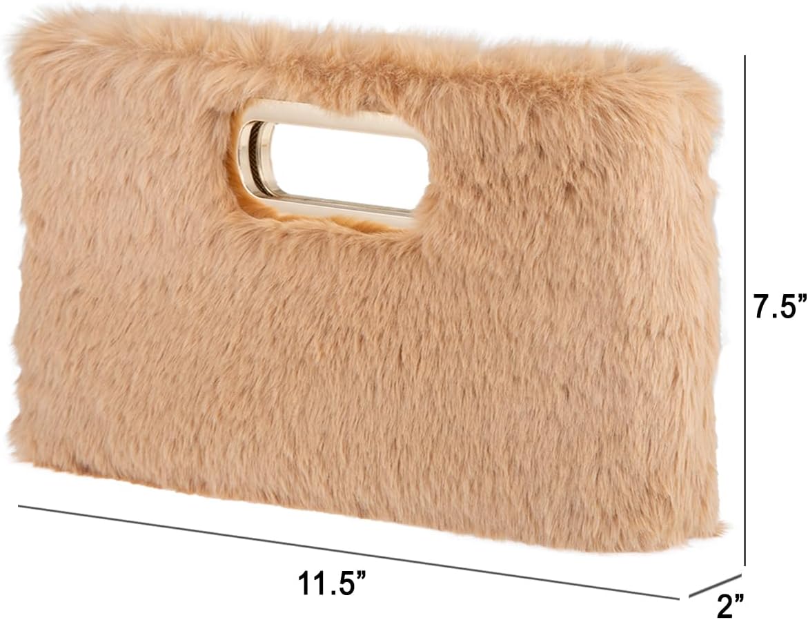 Faux Fur Top Handle Clutch Purse - Image 2