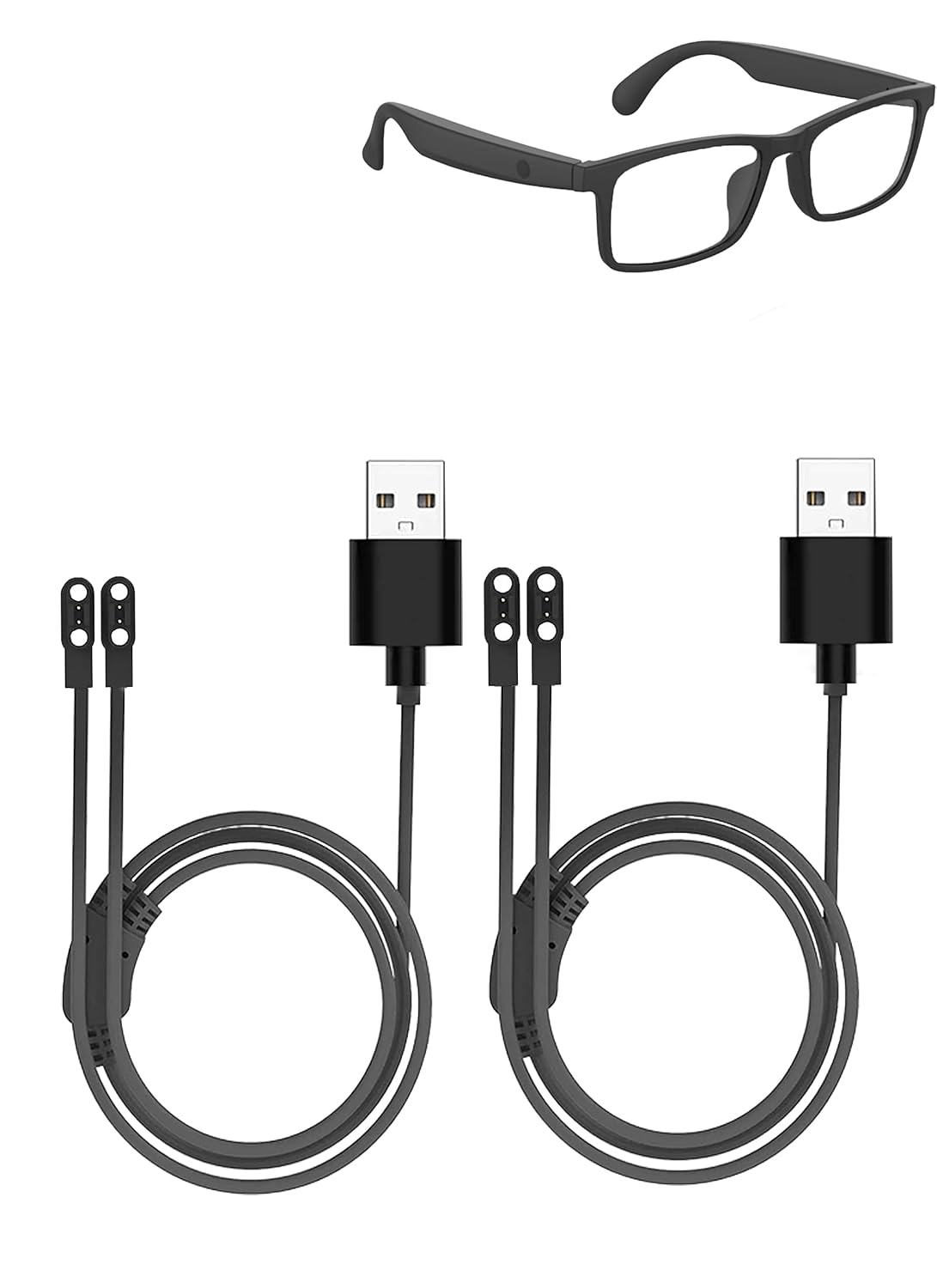 Charging Cable for loangyunfone/Fecoul G10Z Smart Glasses with Speaker Bluetooth Glasses, Magnetic USB Charging Cable USB Flexible Charging Cord Cable Accessories for loangyunfone，(2 Pack)