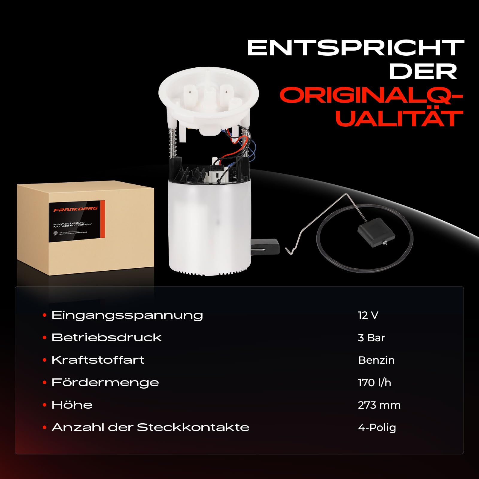 Frankberg Kraftstoffpumpe Benzinpumpe Kraftstoff-Fördereinheit Modul Satz