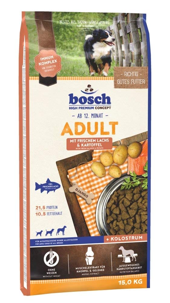 bosch HPC Adult con salmone fresco e patate | Cibo secco per cani adulti di tutte le razze | 1 x 15000 g