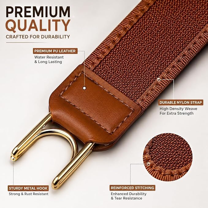Image of SUUKSESS Buckleless Elastic Belt for Men & Women, Adjustable Stretch Waist Belt with Metal Hook, Invisible No Buckle Belt for Jeans, Trousers & Pants, Comfortable Everyday Wear