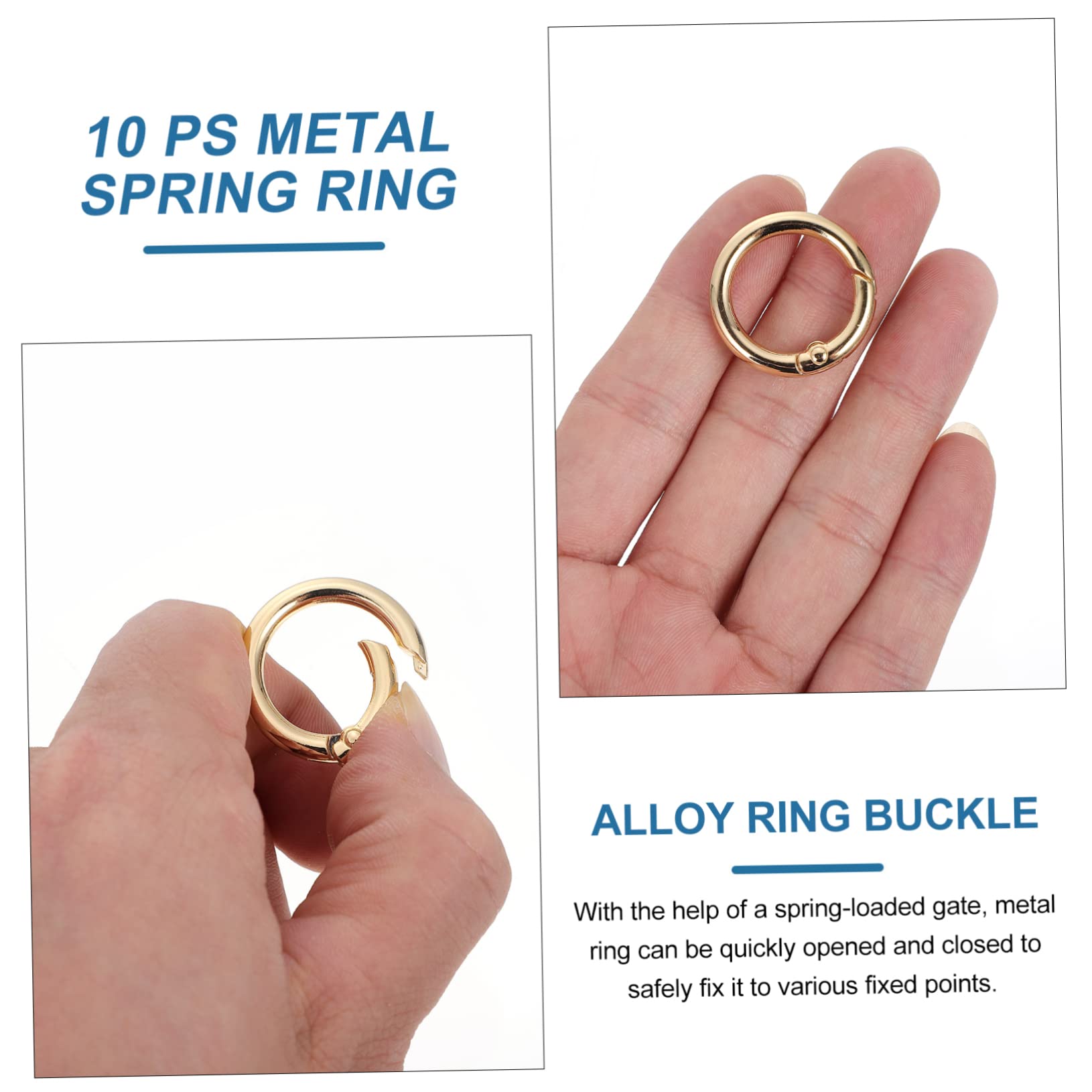 Uonlytech 10 pezzi Moschettoni Rotondi in Metallo con Molla Fibbia Resistente per Accessori Fai da Te Borse e Portachiavi Anello Zincato