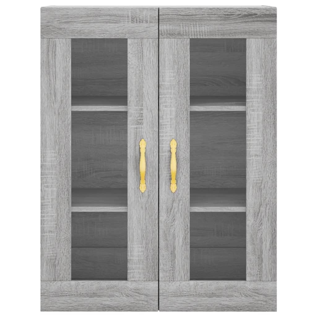 Générique Bufet wysoki szary 69,5x34x180 cm z drewna inżynieryjnego, wąski mebel do salonu z metalowymi drzwiami i nogami, duża przestrzeń do przechowywania