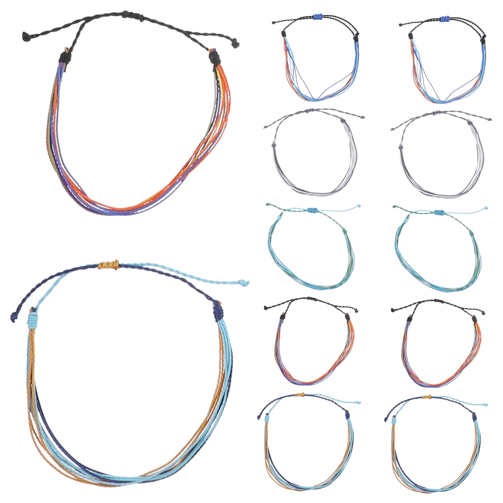 48piezas Tobilleras Ajustables De Pulseras Trenzadas Para Mujeres y Accesorios De Verano Impermeables Para Playa y Fiesta