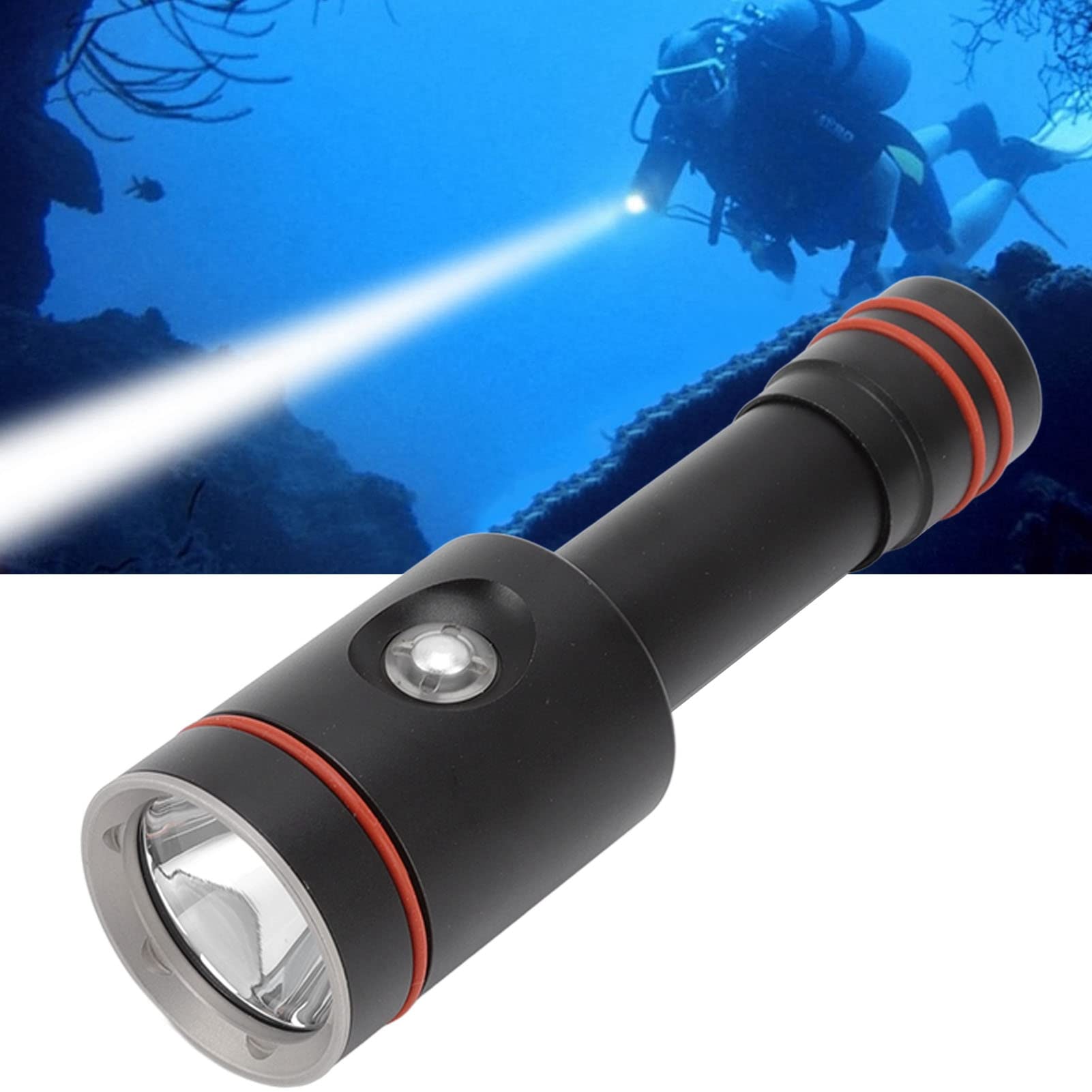 Wakects Torcia Subacquea L2 Torcia Subacquea in Lega di Alluminio 5000LM 100m IPX8 con modalità SOS Forti e Deboli per Immersioni Subacquee Fotografia Pesca Campeggio