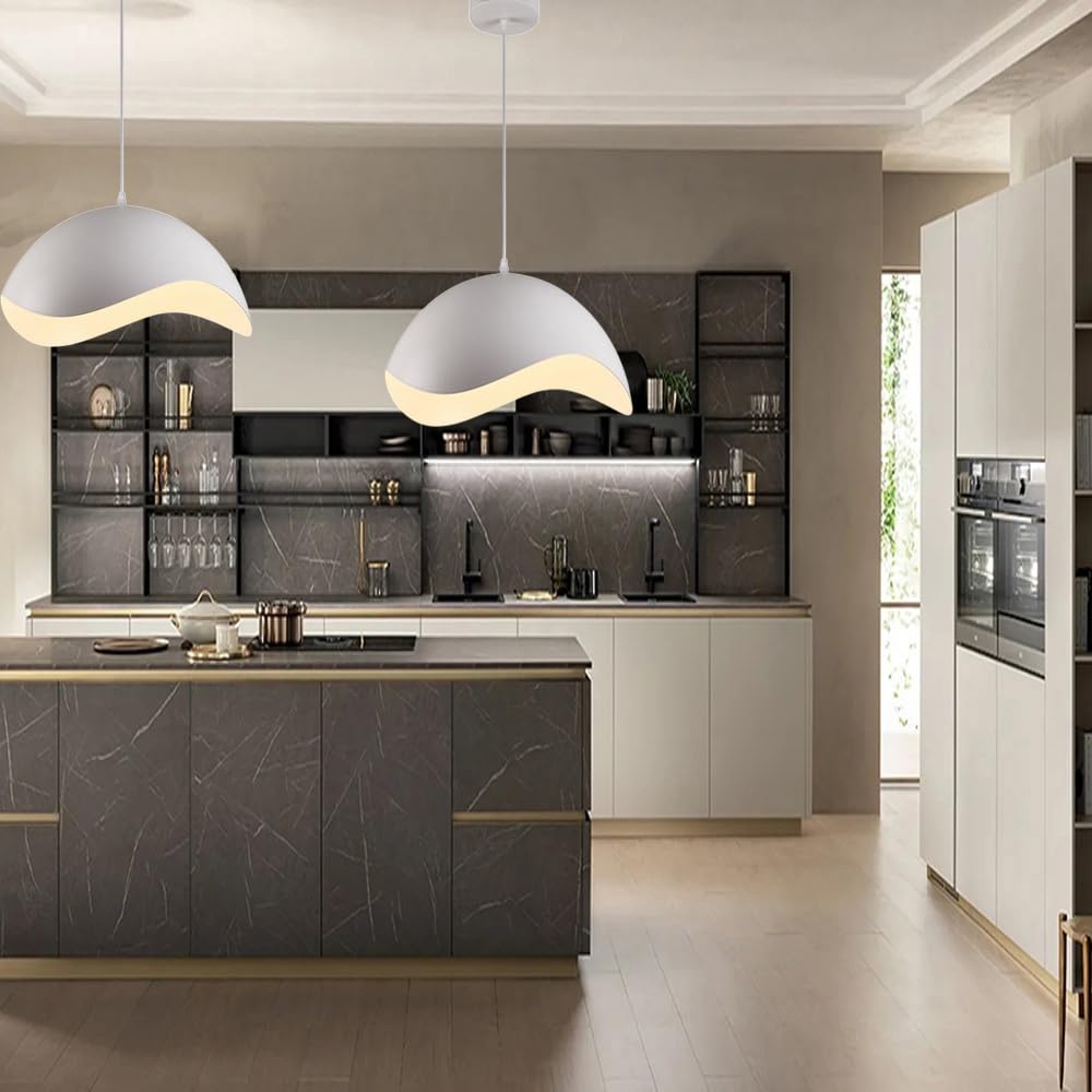 Vetrineinrete® Lampadario a sospensione contemporaneo E27 lampada pendente per cucina isola soggiorno (Bianco)