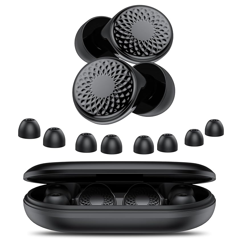 Tappi Orecchie Dormire, Antirumore Quiet Silicone Auricolari, 45dB Protezione dell'udito, Comfort Elasticità Riutilizzabile Earplugs, for Concerti/Aerei/Sleep/Viaggiare, 8 Inserti auricolari XS/S/M/L