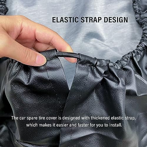 Image of Spare Tire Cover,PVC Leather RV Tire Covers with Thickened Elastic Band and Double Nails,Waterproof RV Spare Tire Cover Automotive Accessories Fit for 25-26 Inch Tires