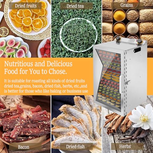 Essiccatore per frutta in acciaio inossidabile a 8 strati, essiccatore per alimenti per carne secca e verdure, design visivo, essiccazione efficiente di frutta e carne, facile accesso tramite sporte