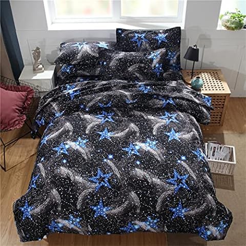 Galaxy Duvet Cover Set Single Size for Girls Boys Teens Kids Starry Sky Bedding Set Cosmos Pattern Comforter Cover Breathable Microfiber Quilt Cover 2 Pcs (Duvet Cover 63”x83”) XK·001 Cover