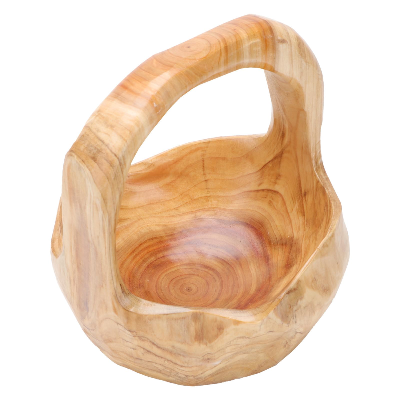 MAGICLULU Cesta de Fruta de Madera Maciza Asa Creativa, Gran Capacidad, Superficie Lisa y Estable para Sala, Comedor o Restaurante Estilo Aleatorio