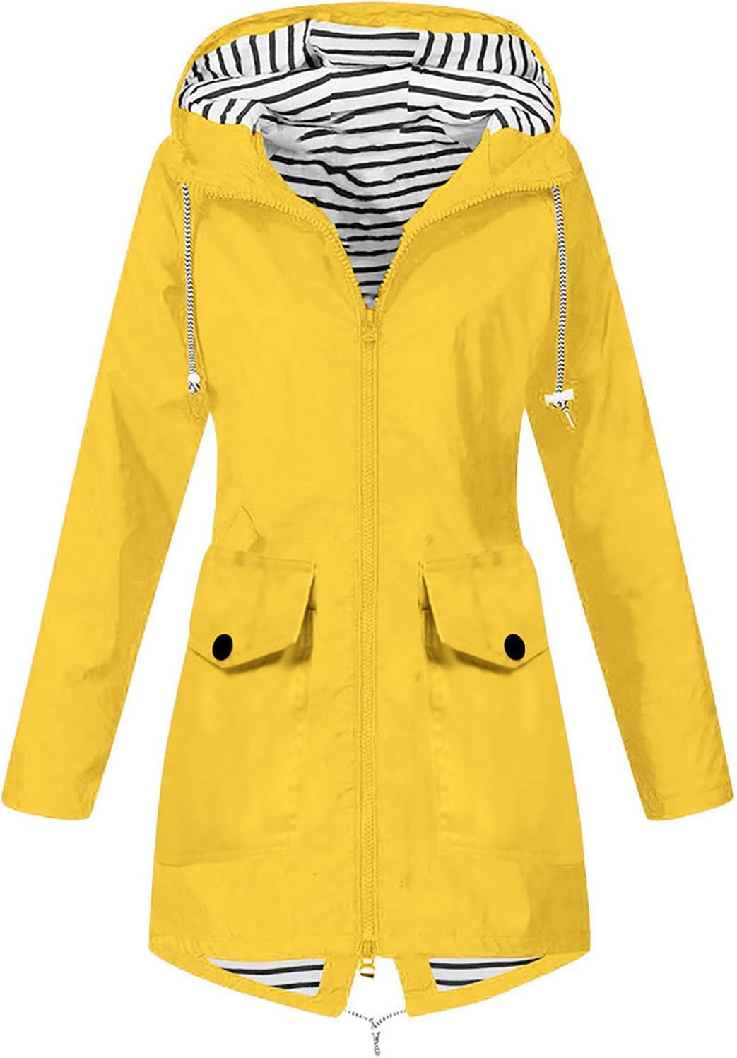 GenericWomens Rain Coat UK Long Rain Jacket Hoodie Waterproof Windproof Full Zip Trench Coat Ladies Raincoats Fall Warm Outdoor Hiking Walking Jackets