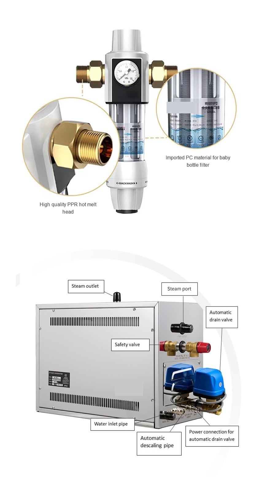 Generatore di vapore per sauna da 6 kW, per spa, doccia, relax, telecomando, scarico automatico, bagno turco sauna