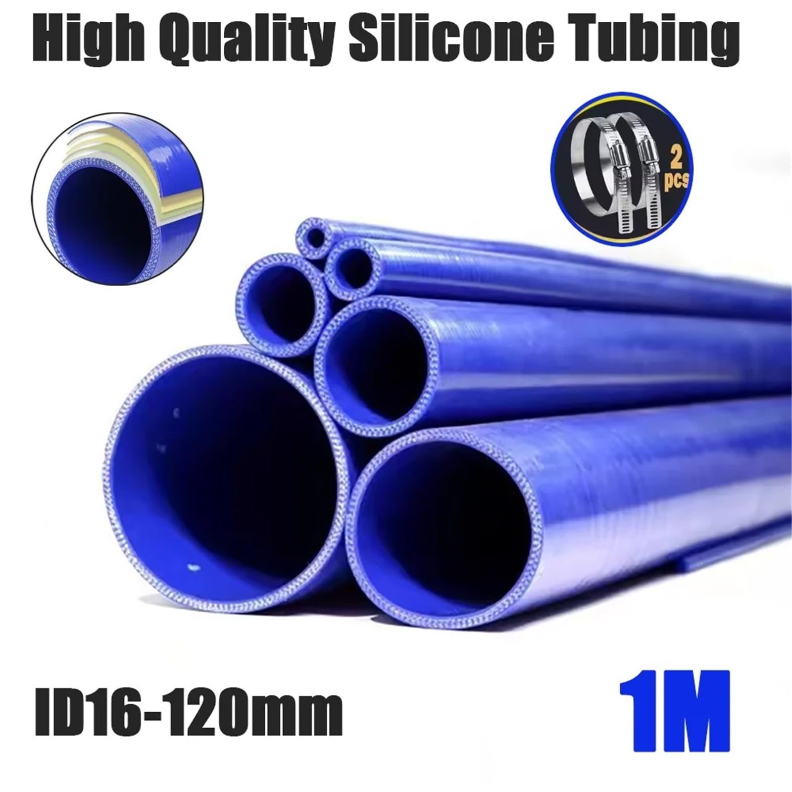 Tubo di aspirazione Aria Motore Universale Dritto in Silicone ID16-120mm Tubo di Raccordo in Gomma per intercooler Tubo di aspirazione Aria Fredda Turbo Auto ID 100mm