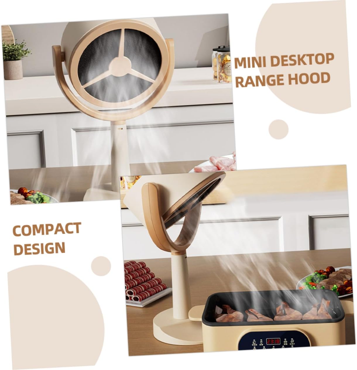 Desktop Mini Cooker Range Hood Low Noise Portable Extractor for Indoor Bbq Hot Pot Powerful Suction Compact Design for Small Kitchens and Camping