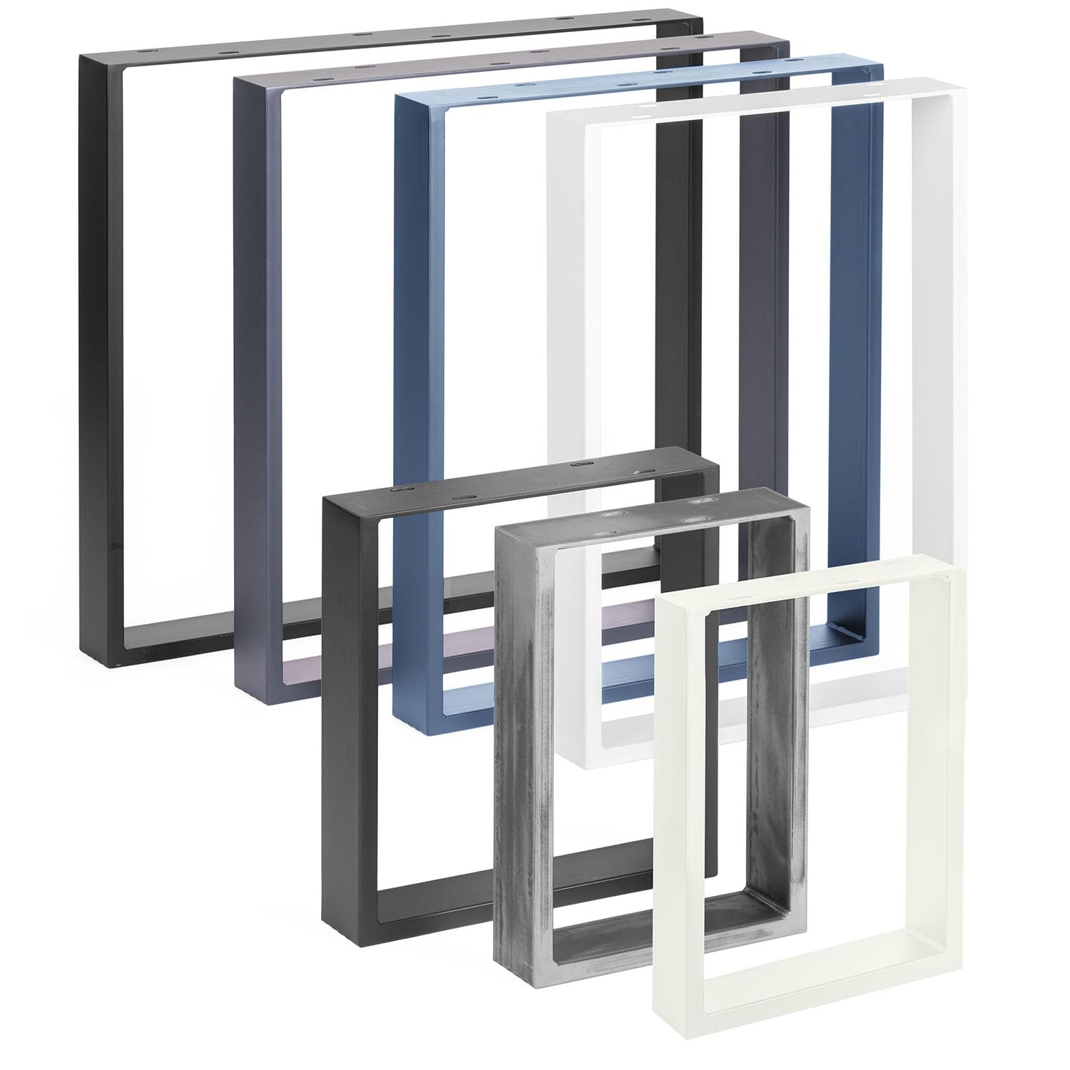 HOLZBRINK Patas de Metal Gris para Mesa | Soportes/Marco para Mesa del Centro, Comedor, Escritorio, Banco | Juego de 2 Patas 40 x 43 cm