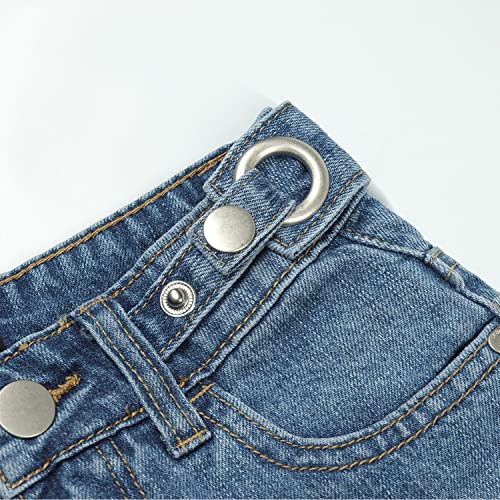 KIDSCOOL SPACE Jeans Flare para Meninas, Calças Jeans de Verão Big Girl Bottom Bottom, Azul Claro, 1