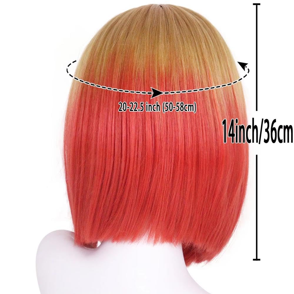 Haarpflege Kurze Bob-Perücken Blond Bis Rot Lace-Front-Perücke Mittlerer Teil Farbverlaufsperücke Für Cosplay-Party