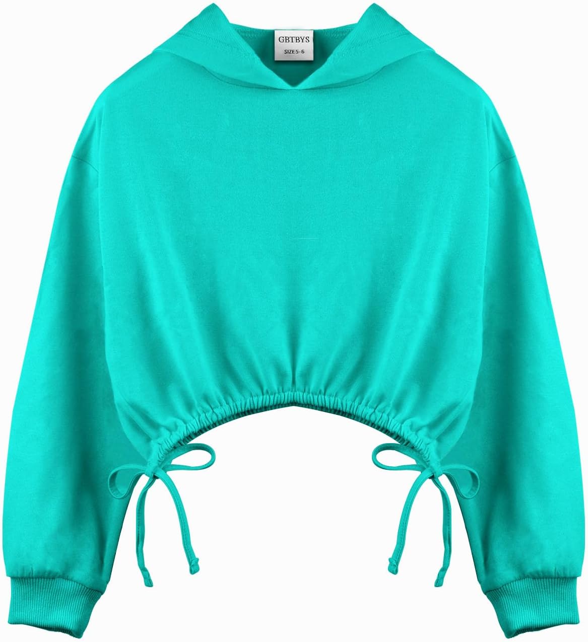 Girls Crop Tops Hoodies Long Sleeve Cute Shirring Tied Design Dancing Fashion Pullover Sweatshirts for 5-14 Years