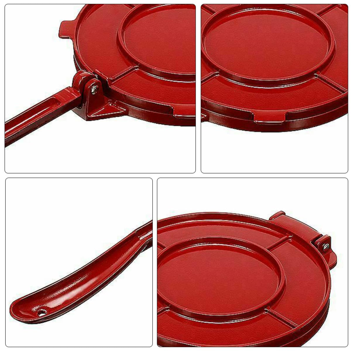 CANIGHT Edelstahl Tortilla Presse 7,8 Zoll Manuelle Teigpresse Rot für Tortilla Roti Quesadilla Zusammenklappbar
