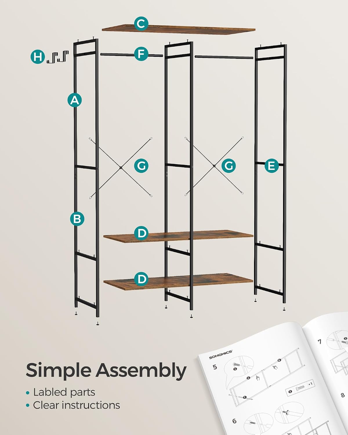 Manual Clothes Rack SONGMICS URGR004B01 Clothes Rack Instruction Manual