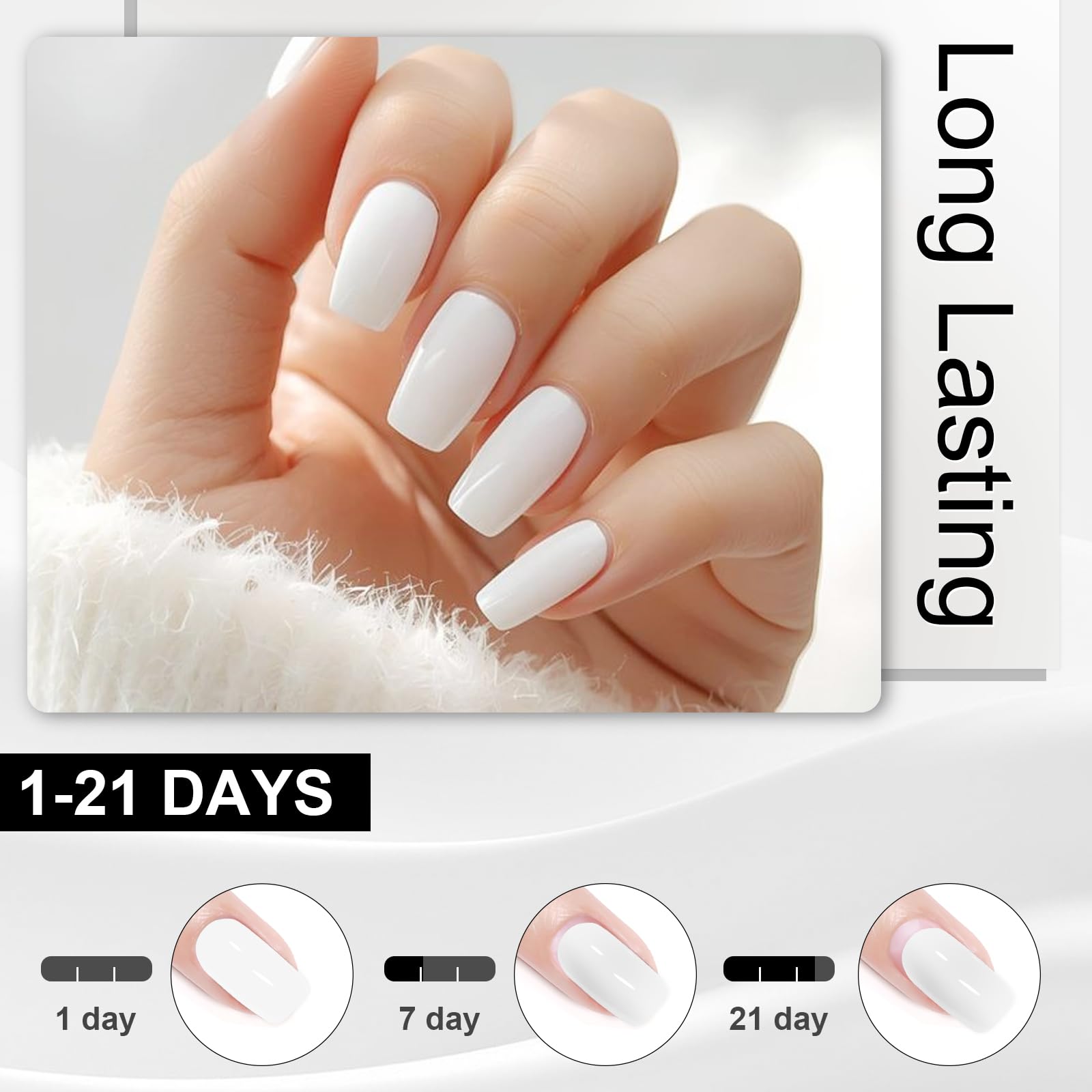 INPING Pintauñas Semipermanentes, TPO-FREE HEMA-FREE, Blanco Esmaltes Semipermanentes de Uñas en Gel UV LED Gel Nail Polis Uñas Diy Manicura Nail Art Set, 7 ML — view 5