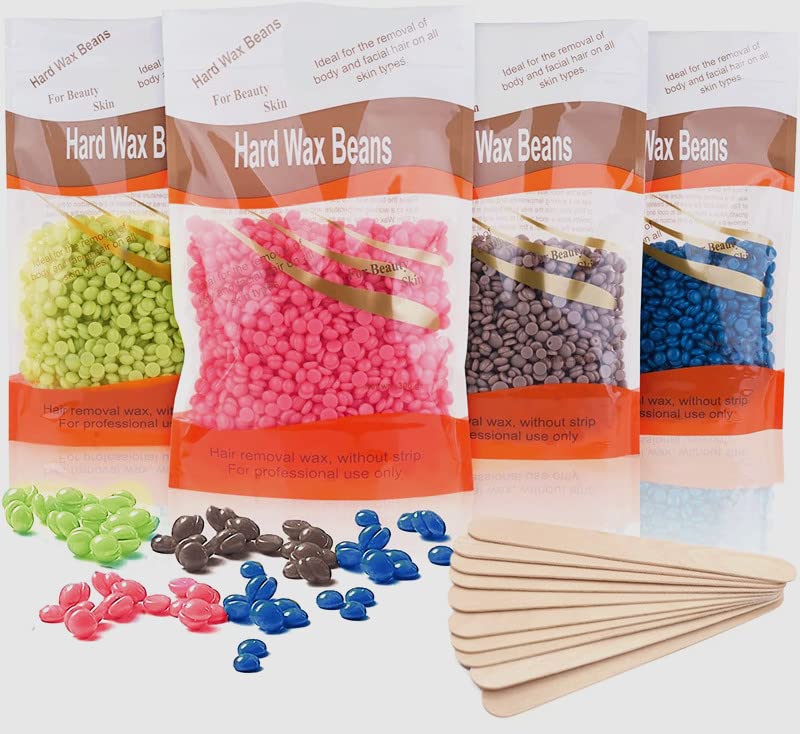 Grano Cera caliente depilatoria perla cera caliente profesional para pieles sensibles, áreas faciales (600G+20PALOS)