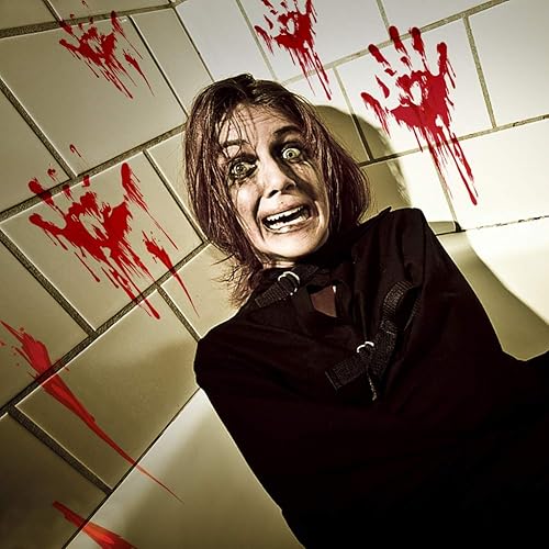 Miniatura 8 de Decoraciones de fiesta de Halloween, vampiro zombi, decoración de fiesta de Halloween, huellas de manos sangrientas, calcomanías de pared para