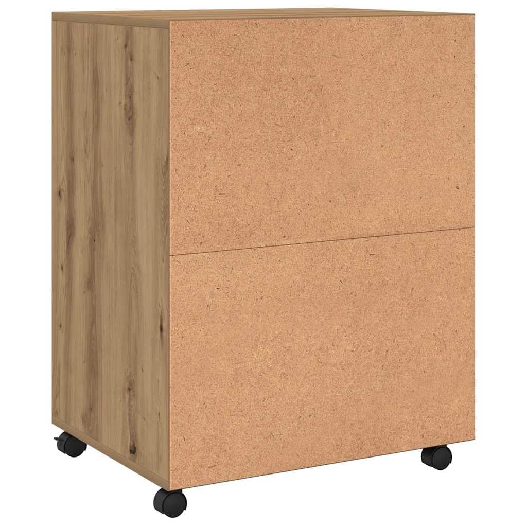 vidaXL Armario con Ruedas Madera ingeniería Roble artisian 60x48x81 cm, Armario rodante, archivador, archivador para casa, armarios rodantes